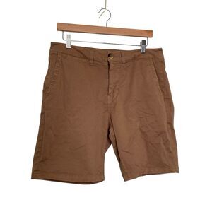 Roark Moleskin Shorts Men 32 Chino Tan Khaki Cotton Classic Fit Pockets Zip
